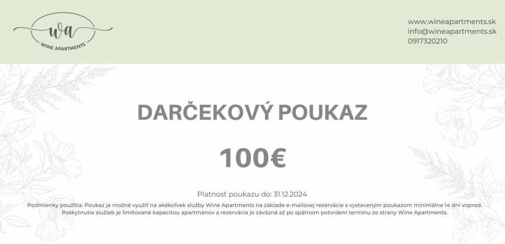 Poukaz na 100€ na ubytovanie vo Wine Apartments